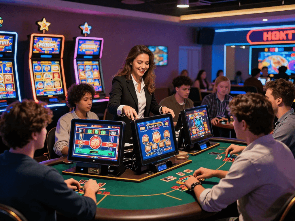 Joueurs profitant d'une expérience de casino en ligne engageante avec des jeux variés et une ambiance accueillante.