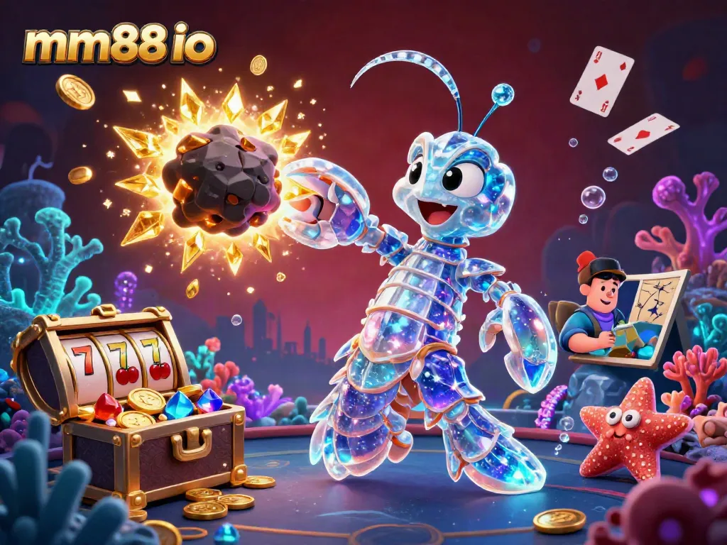 Experience thrilling action with mm88 io as a galactic mantis shrimp battles for treasure in an explosive casino environment.